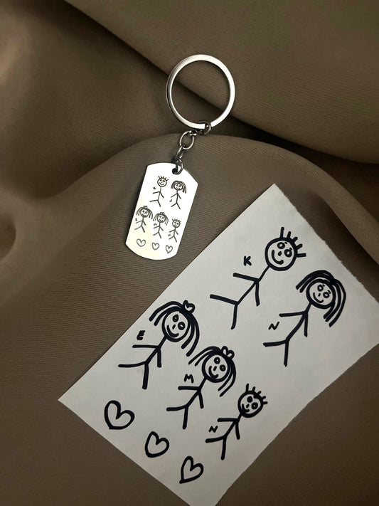 Porte-clé personnalisé - Dessin d'enfant gravé